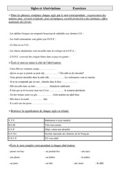 Sigles et Abréviations - Exercices - Vocabulaire : 6ème Harmos - PDF à imprimer