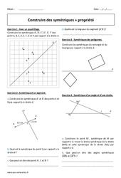 Construire des symétriques - Propriété - Exercices  : 8ème Harmos - PDF à imprimer