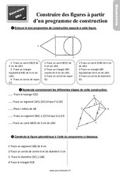 Construire une figure à partir d’un programme de construction - Exercices, révisions : 6ème Harmos - PDF à imprimer