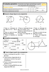 Construire une figure à partir d’un programme de construction - Évaluation, bilan : 6ème Harmos - PDF à imprimer