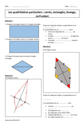 Carrés, rectangles, losange, cerf - volant - Exercices - Quadrilatères particuliers : 8ème Harmos - PDF à imprimer