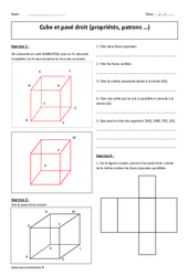 Cube et pavé droit - Exercices - Patrons - Propriétés : 8ème Harmos - PDF à imprimer