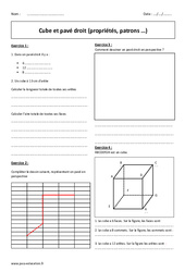 Pavé droit - Cube - Exercices - Propriétés - Patrons : 8ème Harmos - PDF à imprimer