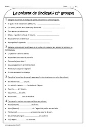 Verbes du 1er groupe au présent de l'indicatif - Exercices  : 5ème Harmos - PDF à imprimer