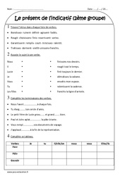 Présent de l'indicatif - 2ème groupe - Exercices corrigés : 5ème Harmos - PDF à imprimer