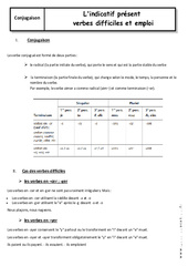 Indicatif présent - Verbes difficiles - Cours : 11ème Harmos - PDF à imprimer