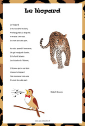 Le léopard de Robert Desnos - Poésie animaux - Fiches    : 5ème, 6ème, 7ème Harmos - PDF à imprimer