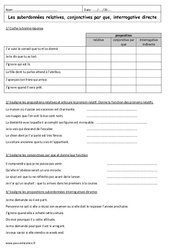 Propositions subordonnées relatives, conjonctives, interrogatives - Exercices : 11ème Harmos - PDF à imprimer