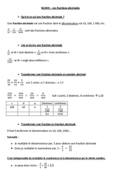 Fractions décimales - Cours, Leçon - Numération - Mathématiques : 6ème, 7ème Harmos - PDF à imprimer