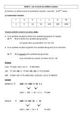 Lire et écrire les chiffres romains - Cours, Leçon - Numération - Mathématiques : 6ème, 7ème Harmos - PDF gratuit à imprimer