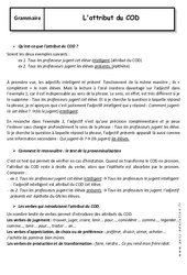 Attribut du COD - Cours : 11ème Harmos - PDF à imprimer