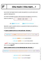 How much - How many… ? - Cours : 9eme Harmos - PDF à imprimer