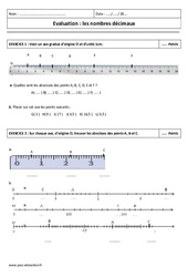 Droite graduée - Examen Evaluation sur les nombres décimaux : 8ème Harmos - PDF à imprimer