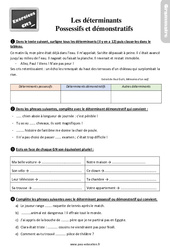 Les déterminants possessifs et démonstratifs - Exercices, révisions : 7ème Harmos - PDF à imprimer