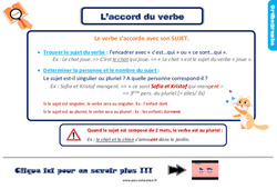 Accord du verbe - Cours, Leçon, trace écrite : 5ème Harmos - PDF gratuit à imprimer