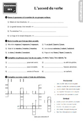 Accord du verbe - Exercices, révisions : 5ème Harmos - PDF à imprimer