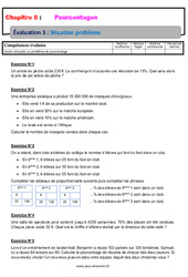 Situation problèmes sur les pourcentages - Examen Evaluation, bilan, contrôle avec la correction : 8ème Harmos - PDF à imprimer