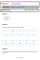 Calculer un pourcentage - Examen Evaluation, bilan, contrôle avec la correction : 8ème Harmos - PDF à imprimer