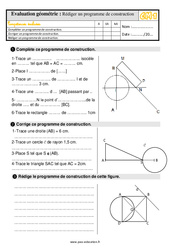 Rédiger ou compléter un programme de construction - Évaluation, bilan : 6ème Harmos - PDF à imprimer