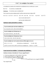 Multiples d’un nombre - Cours, Leçon - Calculs : 6ème, 7ème Harmos - PDF gratuit à imprimer