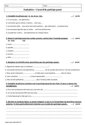 Participe passé - Accord - Examen Contrôle corrigé : 8ème Harmos - PDF à imprimer