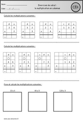 Multiplication en colonnes - Exercices : 4ème Harmos - PDF à imprimer