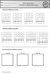 Addition en colonnes sans retenue - Exercices  : 3eme Harmos - PDF à imprimer