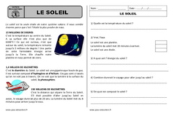 Le soleil - Lecture documentaire : 4ème Harmos - PDF à imprimer