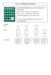 Utilisation de la calculatrice - Cours, Leçon - Calculs : 6ème, 7ème Harmos - PDF gratuit à imprimer