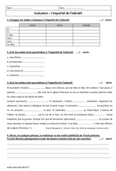 Imparfait - Examen Contrôle avec corrigé : 8ème Harmos - PDF à imprimer