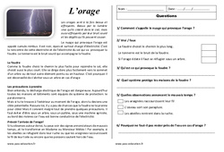 L'orage - Lecture documentaire : 4ème Harmos - PDF à imprimer