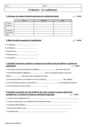 Présent du conditionnel - Examen Contrôle avec le corrigé : 8ème Harmos - PDF à imprimer