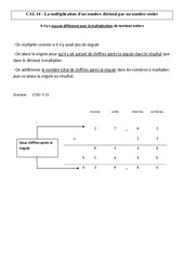 Multiplication d’un nombre décimal par un nombre entier - Cours, Leçon - Calculs : 6ème, 7ème Harmos - PDF gratuit à imprimer