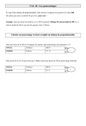 Pourcentages - Cours, Leçon - Gestion des données : 6ème, 7ème Harmos - PDF gratuit à imprimer