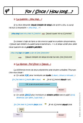 For - Since - How long - Cours : 10ème Harmos - PDF à imprimer