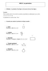 Périmètres - Cours, Leçon - Mesures - Mathématiques : 6ème, 7ème Harmos - PDF gratuit à imprimer