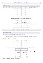 Opérations sur les durées - Cours, Leçon - Mathématiques : 6ème, 7ème Harmos - PDF gratuit à imprimer