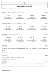 Durées - Examen Evaluation avec les corrigés : 8ème Harmos - PDF à imprimer