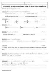 Multiplier un nombre entier ou décimal par une fraction - Examen Contrôle corrigé : 8ème Harmos - PDF à imprimer