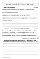 Ponctuation de la phrase et du dialogue - Examen Evaluation : 8ème Harmos - PDF à imprimer