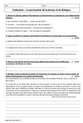 Ponctuation du dialogue et de la phrase - Examen Contrôle  : 8ème Harmos - PDF à imprimer