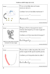 Problèmes additifs dirigés de 0 à 20 - Exercices : 3eme Harmos - PDF à imprimer