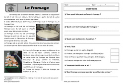 Fromage - Lecture compréhension : 4ème Harmos - PDF à imprimer