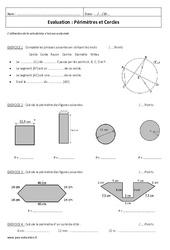 Périmètres et Cercles - Examen Evaluation : 8ème Harmos - PDF à imprimer