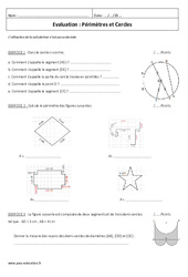 Périmètres et Cercles - Examen Contrôle Corrigé : 8ème Harmos - PDF à imprimer