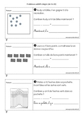 Addition - Problèmes additifs dirigés de 0 à 20 - Exercices : 3eme Harmos - PDF à imprimer