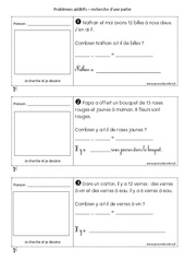 Recherche d'une partie - Problèmes additifs : 3eme Harmos - PDF à imprimer