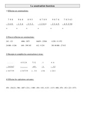 Soustraction - Exercices - Calculs - Mathématiques : 6ème Harmos - PDF à imprimer