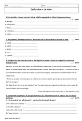 Propre - Commun - Examen Contrôle sur le nom : 8ème Harmos - PDF à imprimer