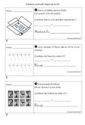 Problèmes soustractifs dirigés de 0 à 20 : 3eme Harmos - PDF à imprimer